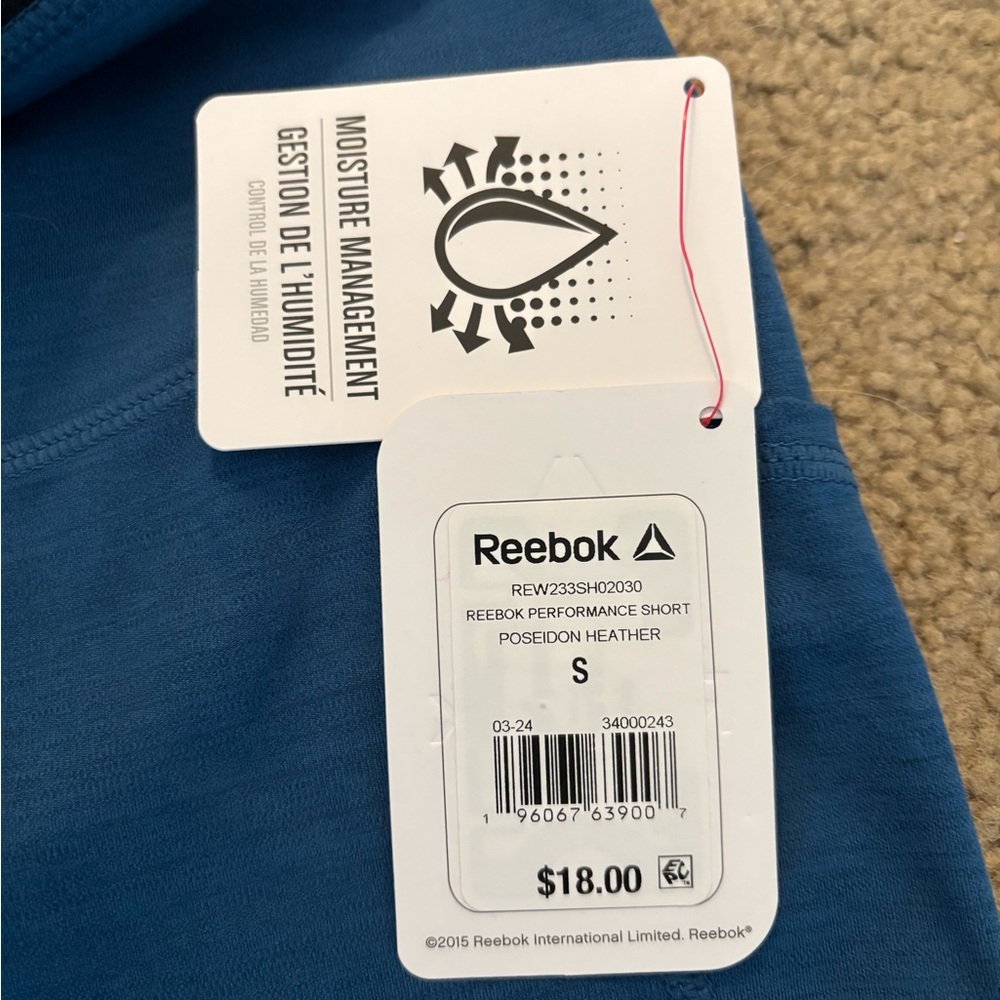 NWT Reebok Blue High-Waist Performance Shorts - Small - Picture 4 of 5
